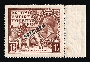 1924 1 1/2d Great Britain, Specimen, Type 30, Margin, Rare