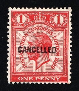 1929 1d Great Britain, Specimen 'Cancelled', Type 33