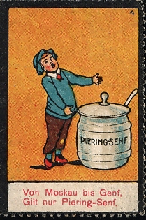 German, From Moscow to Geneva, Only Piering Mustard Applies, Russian Advertisement for Foreign Countries, Russian Empire Cinderella