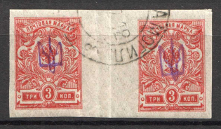 Novobelitsa Type 2 LOCAL - 3 Kop, Ukraine Tridents Gutter (CV $750, Canceled NOVOBELITSA MOGILEV)