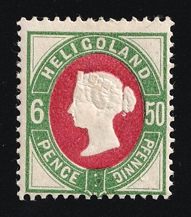 1890 6P/50Pf Heligoland, German States, Germany, Signed by Schucz