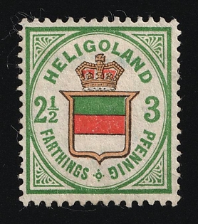 1876 2 1/2F/3Pf Heligoland, German States, Germany, Signed by Berger, Richter