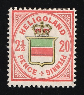 1888 2 1/2P/20Pf Heligoland, German States, Germany, Signed by Schucz