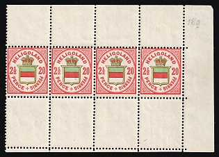 1888 2 1/2P/20Pf Heligoland, German States, Germany, Block of Four, Signed by Richter