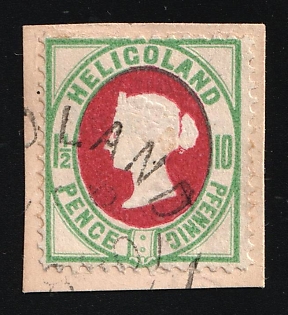 1875 1 1/2P/10Pf on piece Heligoland, German States, Germany, Signed by Lemberger