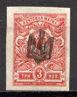 Kiev Type 1 - 3 Kop, Ukraine Tridents (Black Overprint, CV $50)
