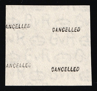 Great Britain, Specimen ‘Cancelled’ Testing Overprint on Blank Watermarked Stamps Paper