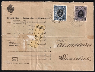 1919 (20 May) Stanislav, West Ukrainian People's Republic, Ukraine, Registered Part of Cover locally addressed in Stanislav (Ivano-Frankivsk), franked with 30h and 60h, Certificate