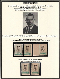 1959 Frederic Joliot-Curie. Combined perforation 12.5x12, Varieties of Types