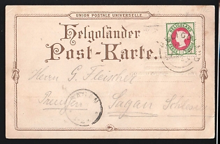 1882 (24 Jul) 1 1/2P-10Pf 'Universal Postal Union', 'Heligoland Postcard', Postcard from Heligoland (Germany) to Sagan (Prussia), franked with 1 1/2P-10Pf