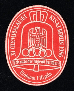 1936 'Olympic Games Berlin 1936. Call the Youth of the World 1st-16th August', Third Reich Nazi Germany Propaganda Label Stamp