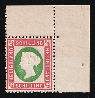 1888 1/4S Heligoland, German States, Germany, Corner Margins, Leipzig Reprint