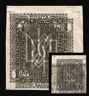 1920 1hrn Ukrainian People's Republic, Ukraine, Proof, Double-Side Printing, Imperforate