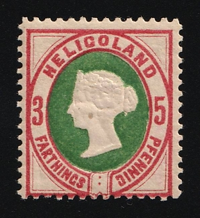 1890 3F/5Pf Heligoland, German States, Germany, Signed 'Guaranteed by Stanley Gibbons'
