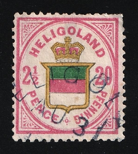 1880 2 1/2P/20Pf Heligoland, German States, Germany, Signed