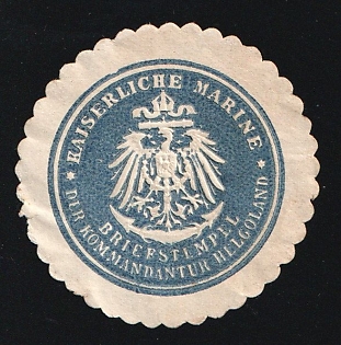 Imperial Navy, Helgoland Command Stamp, Mail Seal Label, Heligoland, German States, Germany