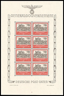 1941 General Government, Germany, Poland, Full Sheet, Plate Number '2'