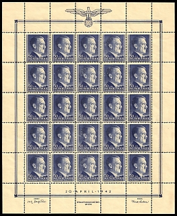 1942 50Gr on 1Zl General Government, Germany, Poland, Full Sheet