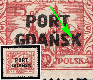 1926 15Gr Port Gdansk, Danzig Gdansk, Germany, Thin 'K' in 'Gdansk', Certificate