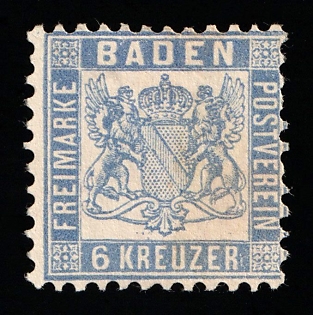 1863 6kr Baden, German States, Germany
