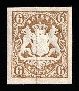 1868 6kr Bavaria, German States, Germany