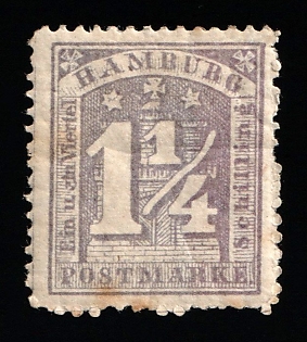 1864 1 1/4S Hamburg, German States, Germany