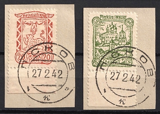 1942 on piece Pskov, German Occupation of Russia, Germany, Complete Set, Margins