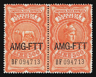 Italy, Trieste, Industry & Commerce, Revenue, Se-tenat, 'AMG - FTT' Overprint