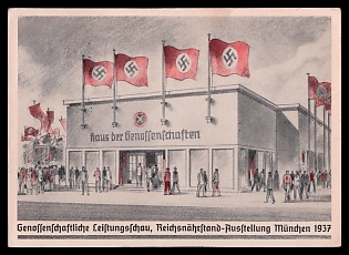 1937 'Showcase of cooperative achievements - Exhibition "Reich Food Estate", Munich', Third Reich Nazi Propaganda Postcard