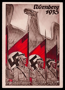 1935 'Nurnberg German Unity - German Power', German Eagle, Third Reich Nazi Propaganda Postcard