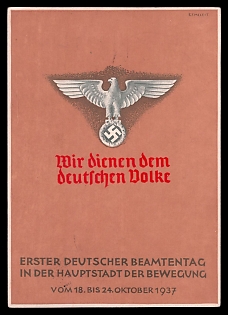 1937 'We Serve the German People', German Eagle, Third Reich Nazi Propaganda Postcard