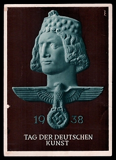 1938 'Day of German Art', German Eagle, Third Reich Nazi Propaganda Postcard