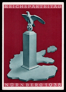1938 'Reich Party Congress Nuremberg', German Eagle, Third Reich Nazi Propaganda Postcard