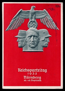 1935 'Nuremberg Nazi Party Rally 10-16. Sept', German Eagle, Third Reich Nazi Propaganda Postcard