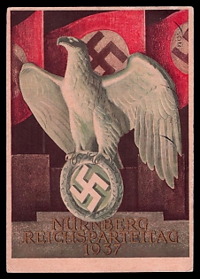 1937 'Nuremberg Reich Party Congress', German Eagle, Third Reich Nazi Propaganda Postcard