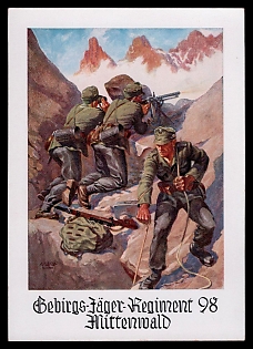 1933-1945 '98th Mountain Jaeger Regiment Mittenwald', Army Military, Third Reich Nazi Propaganda Postcard