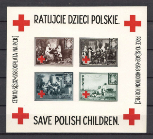 Poland Red Cross Block Sheet (Imperforated, MNH)