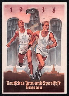 1938 'German Gymnastics and Sports Festival in Breslau', Olympic Games of 1936, Third Reich Nazi Propaganda Postcard