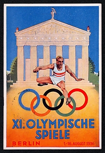 1936 'XI Olympic Games Berlin 1-16. August', Olympic Games of 1936, Third Reich Nazi Propaganda Postcard