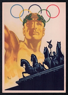 1936 'Germany 1936 XIth Olympic Games Berlin 1th-16th August', Olympic Games of 1936, Third Reich Nazi Propaganda Postcard