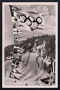 1935 'Olympic Ski Jumping Hill (Garmisch-Partenkirchen) Germany's Largest Ski Jump', Olympic Games of 1936, Third Reich Nazi Propaganda Postcard