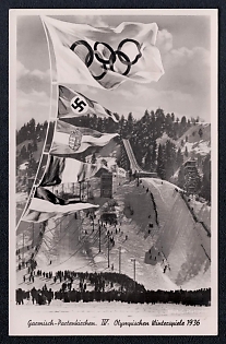 1936 'Garmisch-Partenkirchen. IV. Olympic Winter Games', Olympic Games of 1936, Third Reich Nazi Propaganda Postcard