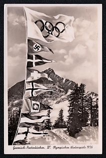 1936 'Garmisch-Partenkirchen. IV Olympic Winter Games', Olympic Games of 1936, Third Reich Nazi Propaganda Postcard