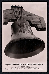 1936 'Olympic Bell for the Olympic Games in Berlin', Olympic Games of 1936, Third Reich Nazi Propaganda Postcard