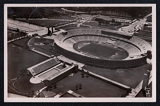 1936 'Reichssportfeld, Olympic Stadium Official Olympic Postcard for the Benefit of the Olympic Fund. - Reichssportverlag, Berlin Sw 68', Olympic Games of 1936, Third Reich Nazi Propaganda Postcard