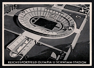 1936 'Reichssportfield Olympia and Swimming Stadium', Olympic Games of 1936, Third Reich Nazi Propaganda Postcard
