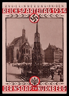 1934 'In Memory of the Reich Party Congress', Third Reich Nazi Propaganda Postcard