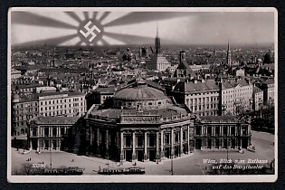 1933-1945 'Vienna, View from the Town Hall to the Burgtheater', Third Reich Nazi Propaganda Postcard