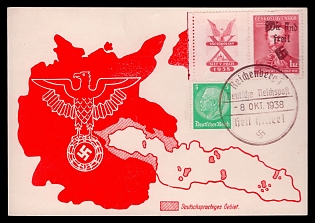1938 'German-Speaking Area', Maps, Third Reich Nazi Propaganda Postcard