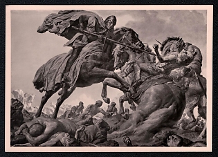 1933-1945 'Munich. House of German Art “Defense of Eastern Incursions”', Art, Third Reich Nazi Propaganda Postcard